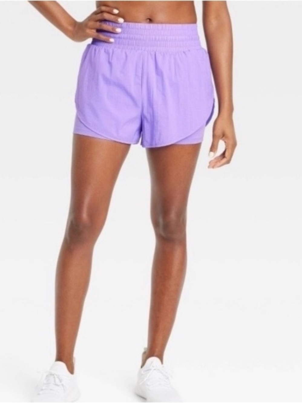 all in motion Lavender Smocked-Waist Athletic Shorts